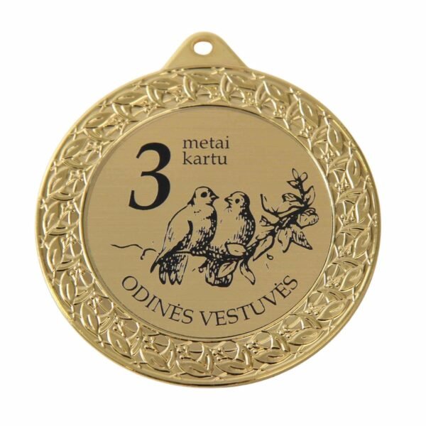 Metalinis medalis 3 metai kartu/ Odinės vestuvės
