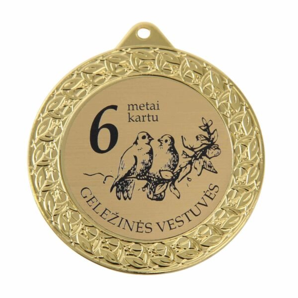 Metalinis medalis 6 metai kartu/ Geležinės vestuvės